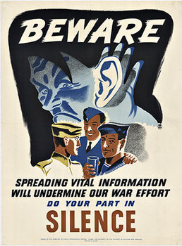 Hitler, service men, drinking, loose lips, linen backed, war poster, original