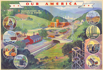 Coca Cola's Our America Electricity #2. The transmission of electrical power. Original fold marks as issued. <br> <br>We guarantee the authenticity of all of our posters. #originalposter #originalposters <br> <br>Secure website ordering 24/7 online
