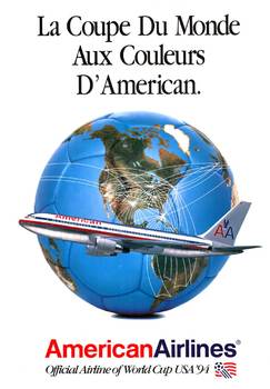 soccer ball, globe, world, the earth as a soccer ball, American Airlines jet, World Cup
