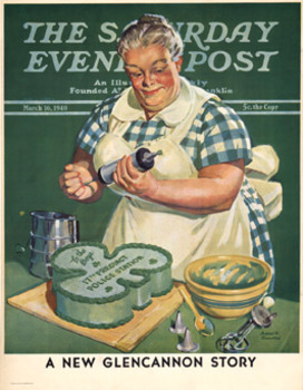 Saturday Evening post poster, linen backed, woman baking,