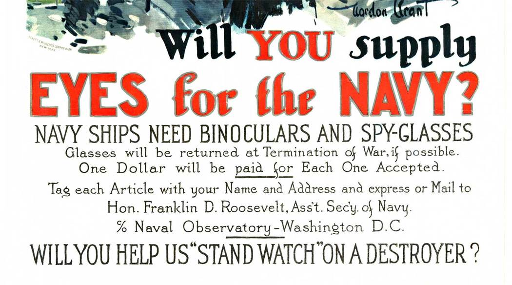 Original WW1 poster, linen backed. Good condition, rare American WW1 antique military poster:.B+ <br>Will you supply EYES for the NAVY?