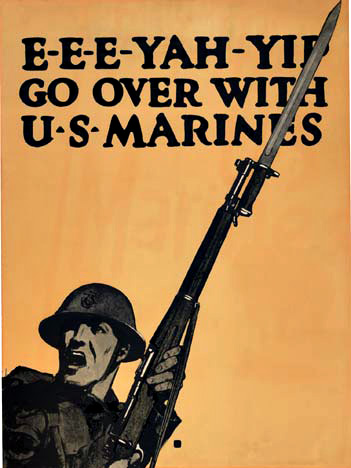 soldier, marin e, rifle, WW1, original poster