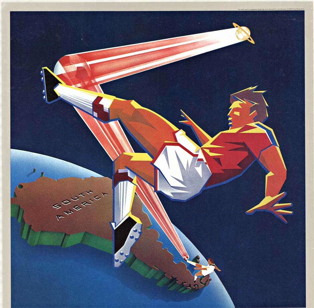 Original 1980 Olympic poster, soccer, boomerang, vintage poster