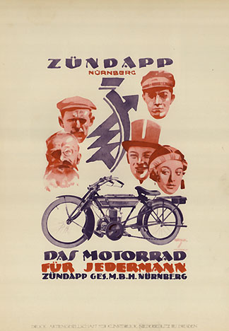 Ludwig Hohlwein - Zundapp Das Motorrad - Lithograph - 9" x 11.75"