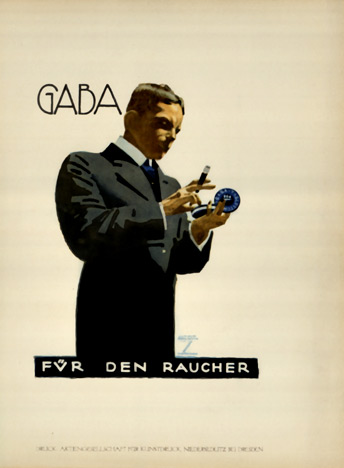 Ludwig Hohlwein - Gaba ' fur den raucher' - Lithograph - 9" x 11.75"