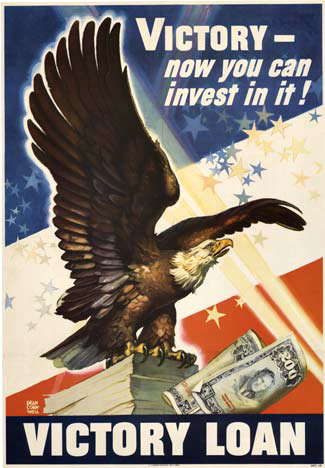 Eatle, bonds, victory loan, WWII original poster, linen backed