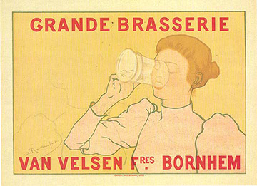 Armand Rassenfosse - Grande Brasserie Van Velsen (L) PL 12 - Stone-Lithograph - 11.5" x 15.5"