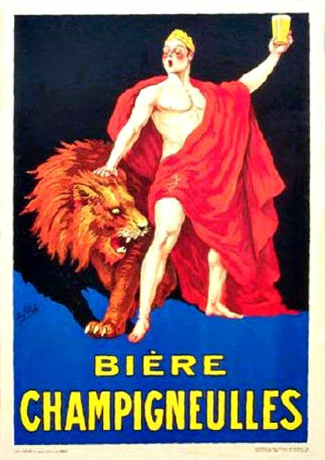 original, rare french poster, Paul Mohr, lione, gladiator, beer poster