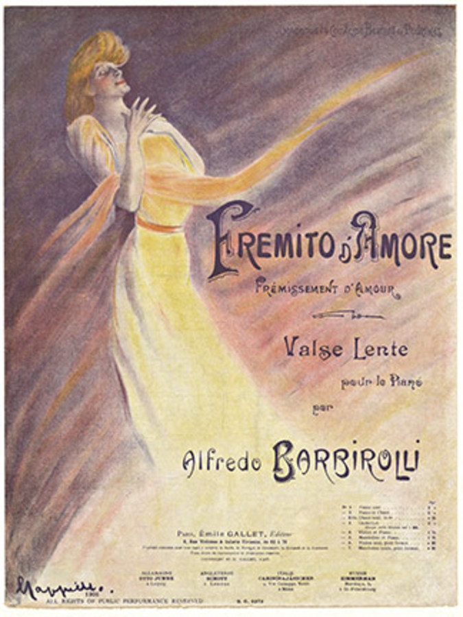 original poster, cappiello, small format, music sheet, song sheet, art nouveau original, French poster, Italian poster