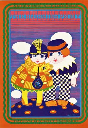 psychedelic poster with 2 girls. Original poster,