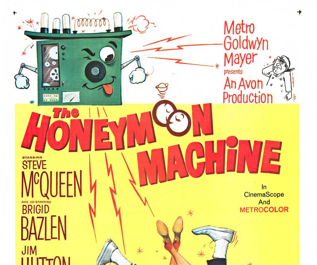 The Honeymoon Machine with Steve McQueen! <br>Professionally linen backed on acid free backing. Very good condition. Original fold marks restored. Orignal movie poster 61/227. <br>Comedy staring Steve McQueen. This film would be considered ‘family f