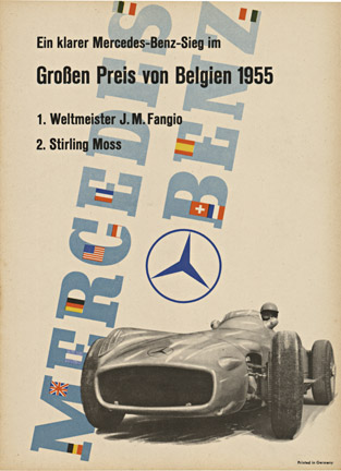 Mercedes Benz racing poster, Mercedes logo, race car, original poster, auto racing poster