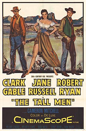 Clark Gable, Jane Russel, and Robert Ryan star in The Tall Men.