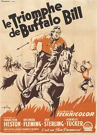 man on horseback chased by arrows and Indians, western, French Grande movie poster, original poster, linen backed, fine conditin.