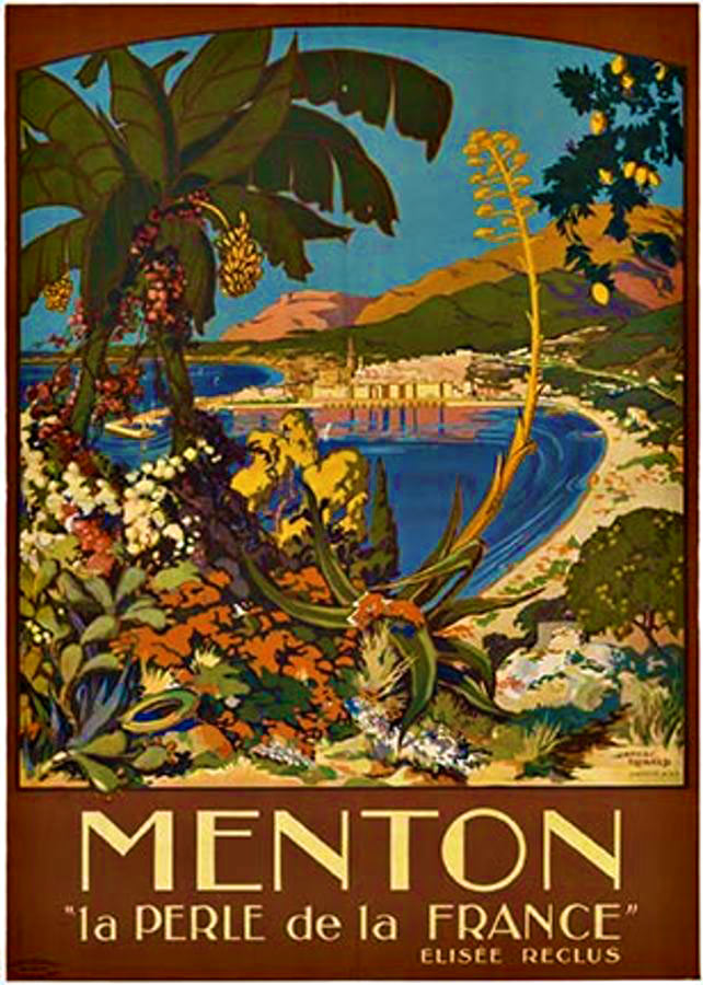 Menton France, travel poster, original poster #menton french poster, pearl of france,