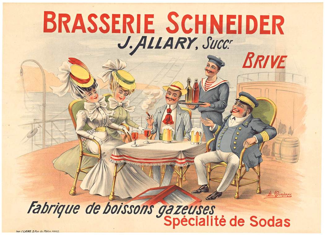 Original Brasserie Schneider horizontal poster. Professional archival linen backed in very good to excellent condition. Ready to frame.