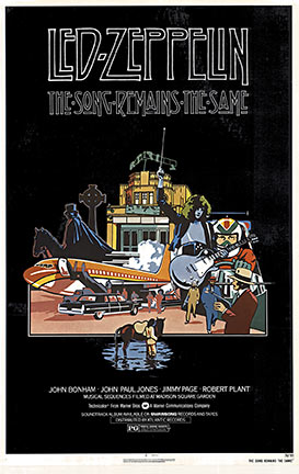 Original poster: Led Zeppelin The Song Remains the Same. <br> <br>Linen backed original with the original theatrical issued fold marks restored. . Size 27" x 41". Archival linen backed original theater poster in excellent condition; ready to frame. 