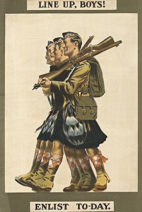world war 1, scottish kilts, military postger, enlist, enlistment poster, original poster,