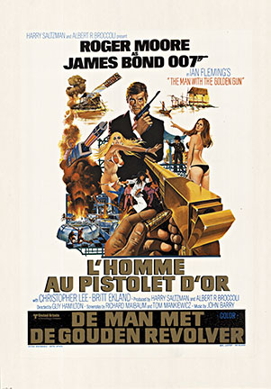 James Bond 007, small format European edition movie poster. Golden Gun, James Bond, Roger Moore, ladies, women, original movie poser