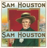 Anonymous Artists - Sam Houston cigar box label - embossed lithograph - 4.25 x 4.5