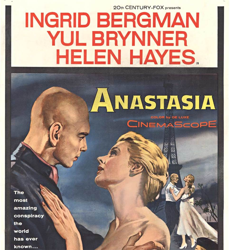 Yul Brenner, I think he got famous because of his looks. 1956 movie poster, original poster, vintage posters, Ingrid Bergman