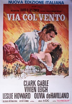 Linen backed "Gone With the Wind"; Via Col Vento large oversize double size Gone with the Wind. Linen backed. Original. Certificate of Authenticity. <br>Note the oversize of this image. <br>Clark Gable <br>Vivien Leigh <br>Leslie Howard <br>Olivia de