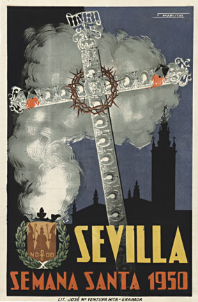 SEVILLA SEMANA SANTA Y FERIA 1919 SPAINISH GUITAR PLAYER VINTAGE POSTER REPRO 