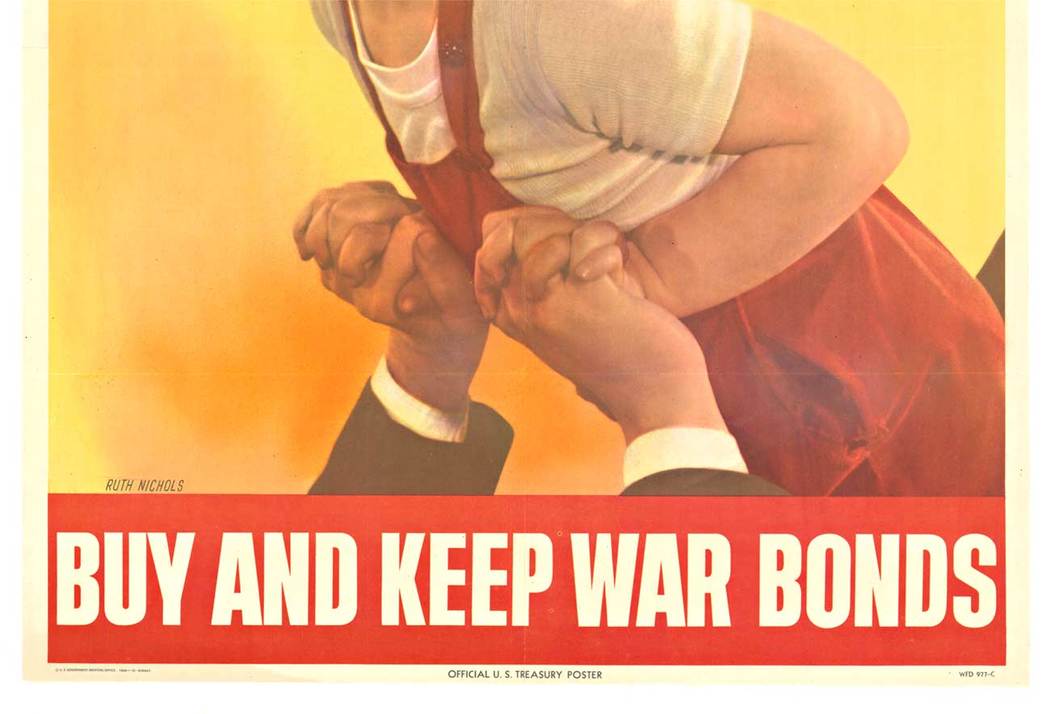 baby, war poster, WWII, linen backed,