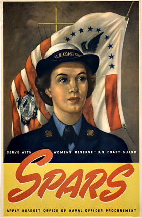 Original rare SPARS U. S. Coast Guard. Linen backed. Excellent condition. (SPARS: The Coast Guard Women's Reserve).