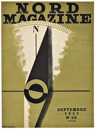 cassandre book magazine nord original, Original Vintage Poster, lithograph, september 1933, North 69 degrees, Compass, travel, Adolph Jean Marie Cassandre,