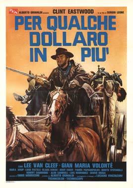 Clint Eastwood in an old waton pulled by horses. Dead man laying over the back. Horses, Italian writing, linen backed, original poster.
