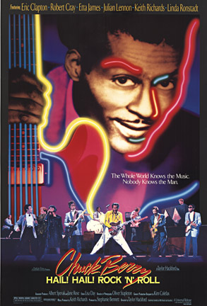Original archival linen backed one sheet (rolled) theater movie poster: CHUCK BERRY HAIL! HAIL! ROCK 'N' ROLL 1sh '87 Chuck Berry, Keith Richards, Taylor Hackford! <br> <br>Film Description: Chuck Berry: Hail! Hail! Rock 'n' Roll (rock and roll), the 19