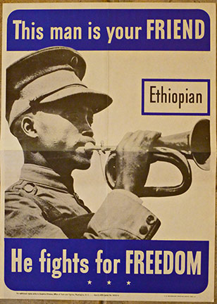 Original THIS MAN IS YOUR FRIEND - ETHIOPIAN, World War II original vintage poster. Original fold marks from when they were folded for shipping. This poster is not linen backed. <br> <br>This poster is part of a series of images created by the United