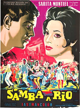French movie poster, original poster, linen backed lithograph, great colors. Man and woman, dancing,
