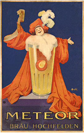 jester or king, drink a glass of beer, original lithograph, rare poster,