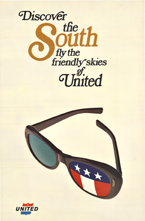 sunglasses, white background, united air line poster, linen backed, original. Good condition.