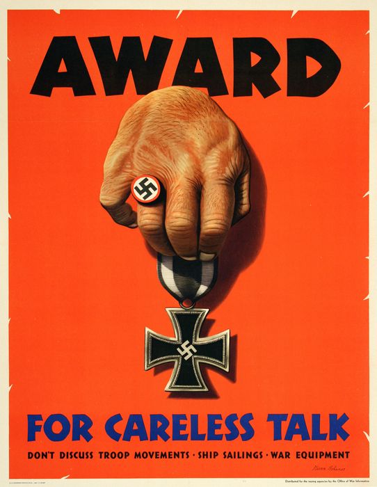 careless tax original WWII poster, hand with a Nazi ring a nazi cross, original poster, linen backed, contriversial original