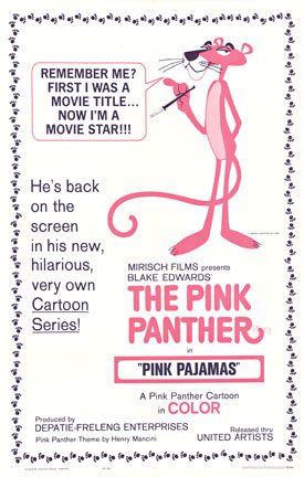 The Pink Panther in "Pink Pajamas"/ Year: 1965. Size: 27" x 41. Archival linen backed with the original fold marks restored. Rare Pink Panther original theater release movie poster. <br> <br>Original, archival linen backed, THE PINK PANTHER 'PIN