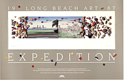 Original exhibition poster. Long Beach Art Exposition 1987 Smoke in the Mirror poster. Tezcatlipoca is the Smoking Mirror. Artist: Michael Daniel. Horizontal exhibition poster from Long Beach art Expedition, 1987. <br> <br>He is the god of the noc