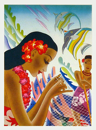 Hawaii, Hawaiiana, cruise linen menu cover