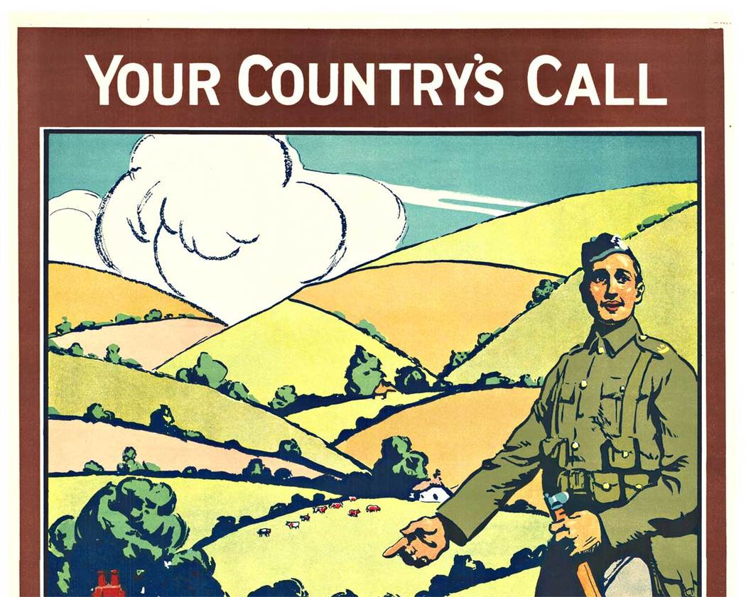 Original WW1 British military poster, fine condition, linen backed.