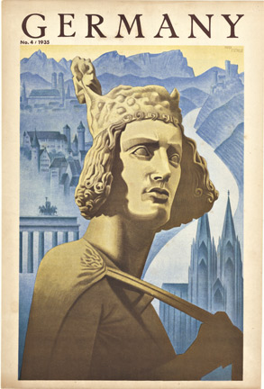 Germany, face of a statue, original 1935 pre WWII magazine cover