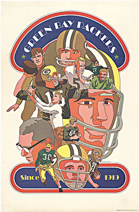 Linen backed NFL original poster: GREEN BAY PACKERS, Since 1919. Created by artist David Johnston.