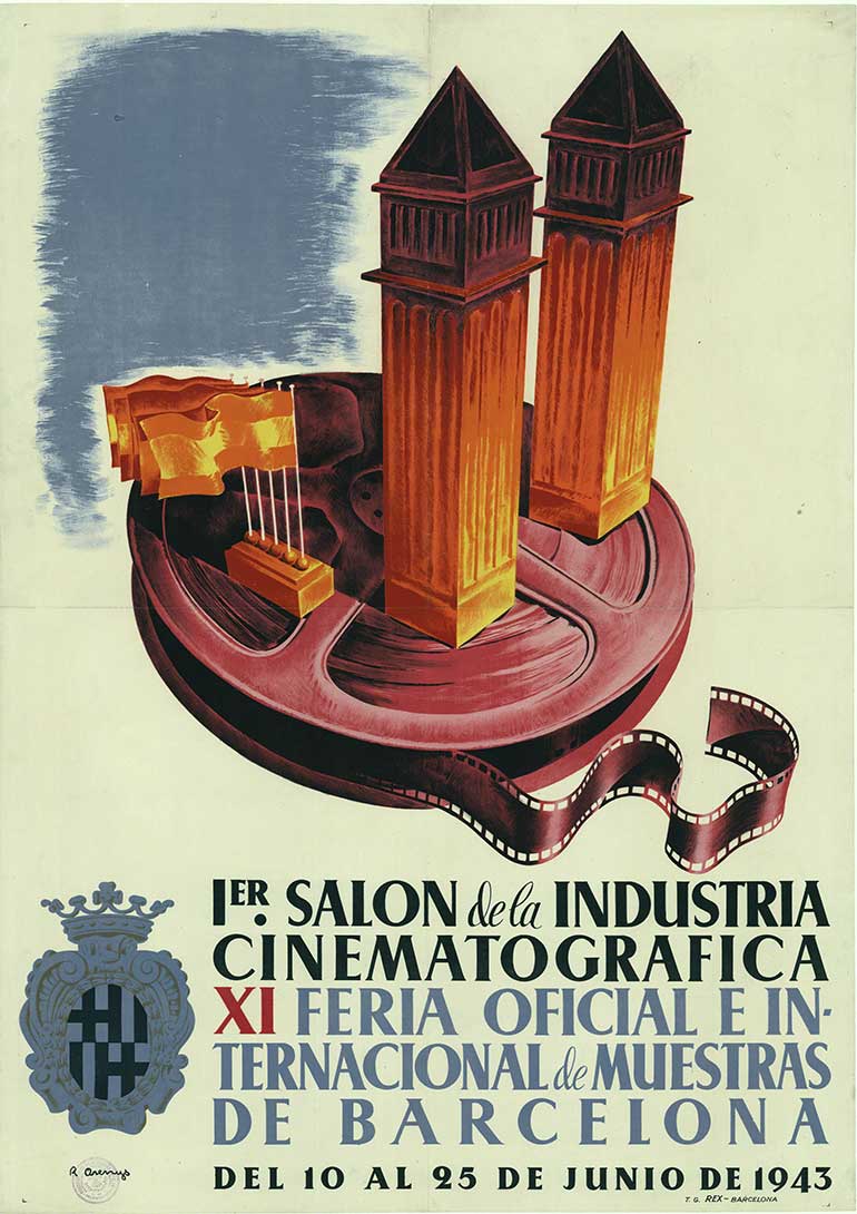 poster for Cinematography. Italian poster, fillm, art deco design,