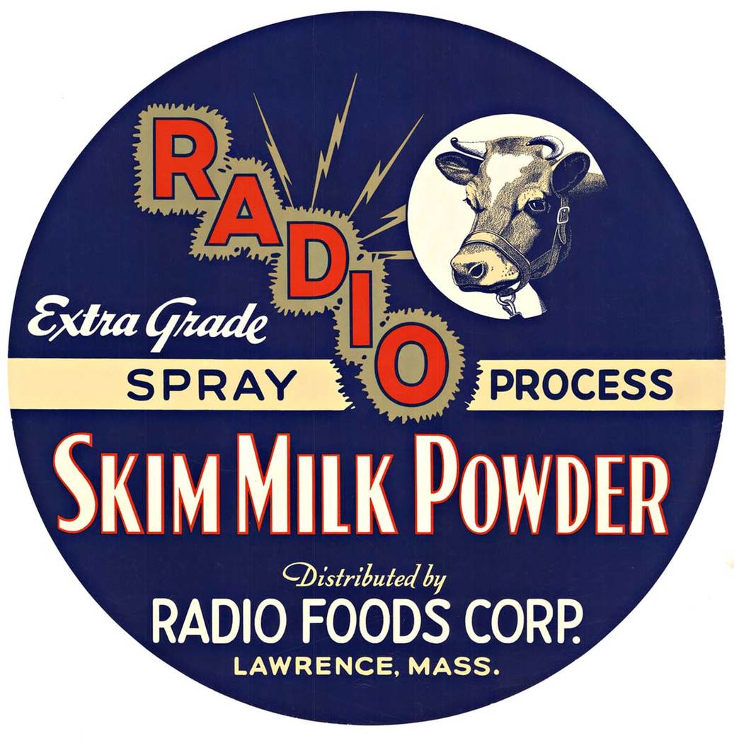 cow, round, <br>American poster, linen backed, powdered milk.