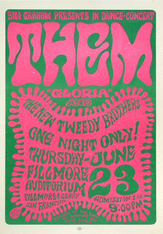 Them, concert poster, rock poster, music poster, original, psychedelic, rock and roll, original