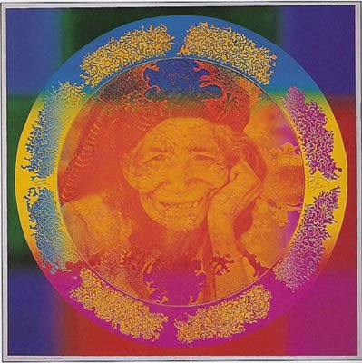 woman in a psychedelic circle