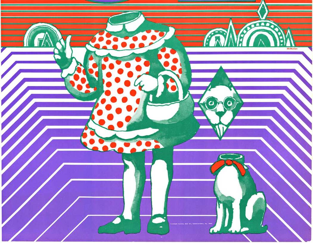psychedelic design, take off of the wizard of oz, head, girls body, cat body, cat head,