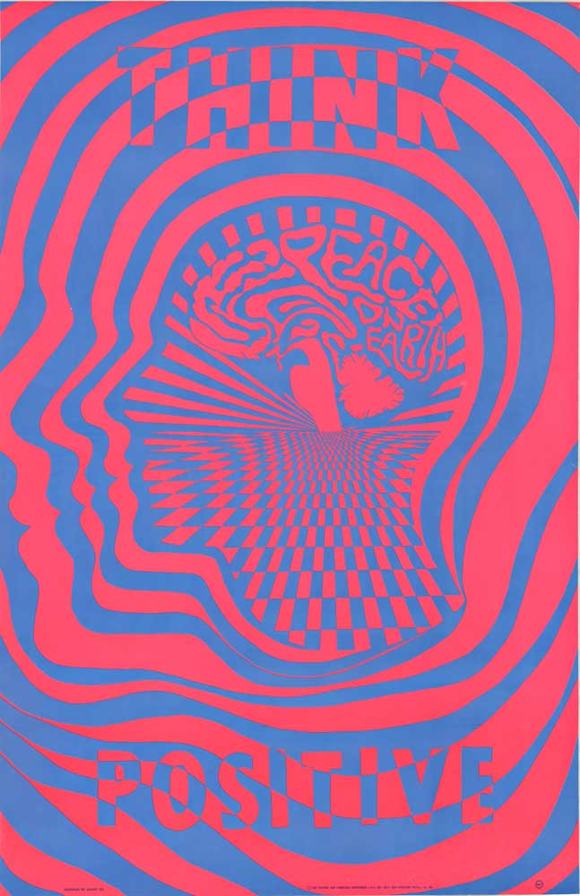 psychedelic art, San Francisco 1960's head, waves of blue and pink.