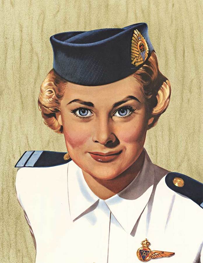 She looks like a Pan Am stewardess in this rare poster for Trans Australia Airlines poster. We believe this to be the only one that survived.